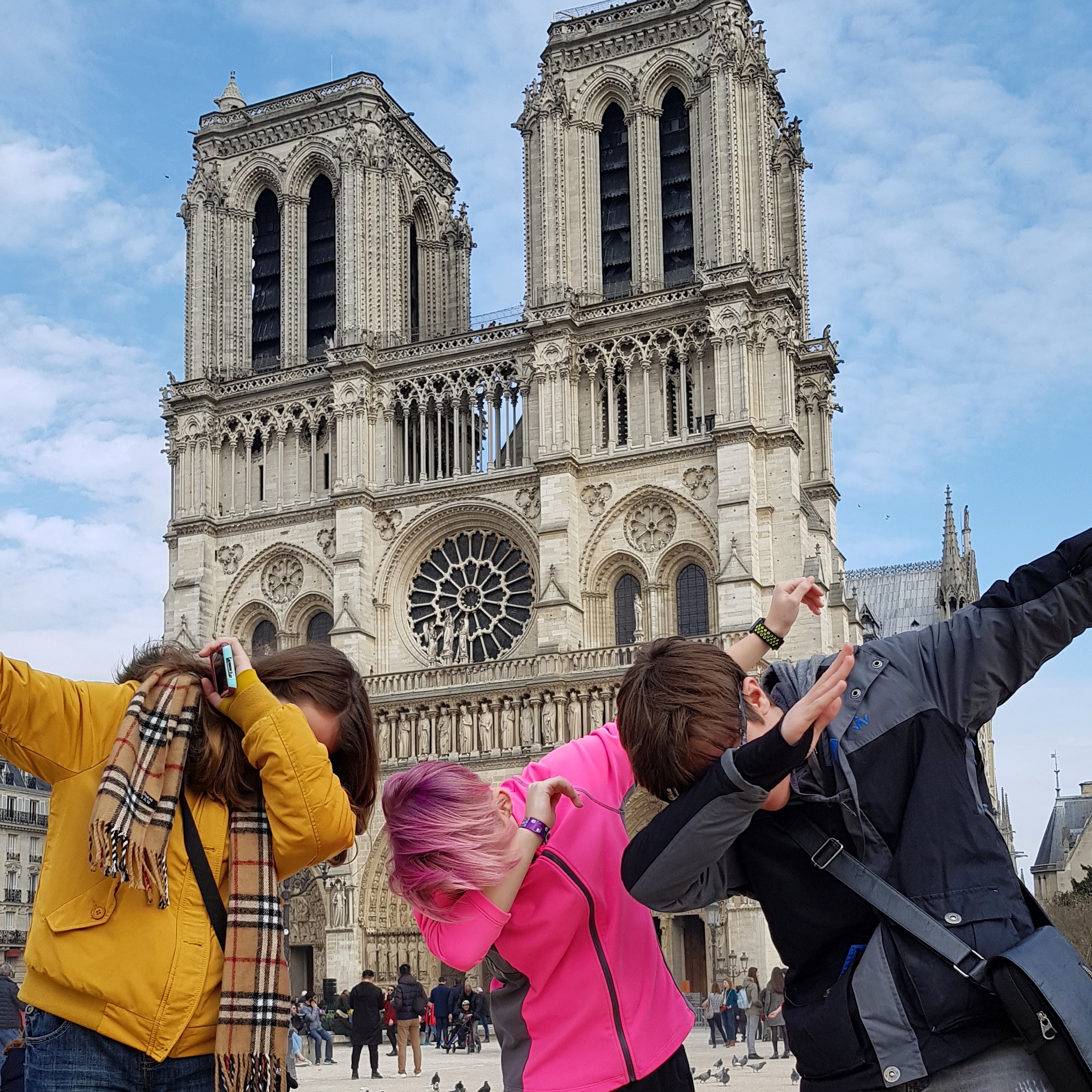 Notre Dame and my 2 darlings and their friend. Photo Credit: Bellanda